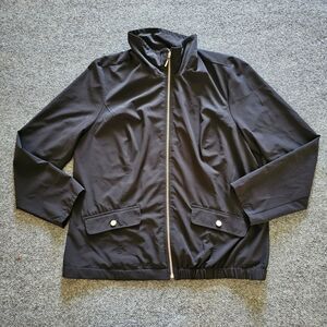 Chicos Zenergy Jacket 2 Womens Large Black Long Sleeve Button Lightweight Casual